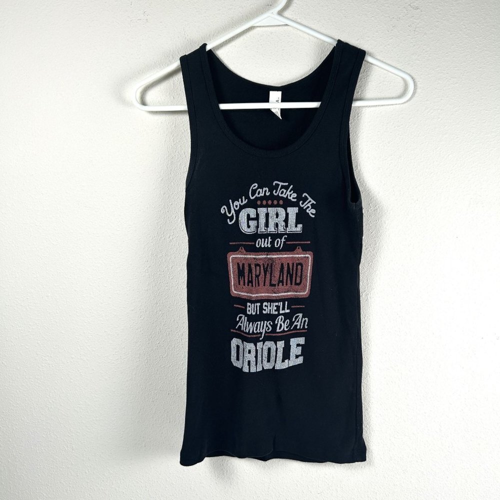 Bella Orioles Tank Top Womens Size M Black You Can Take the Girl Out of Maryland